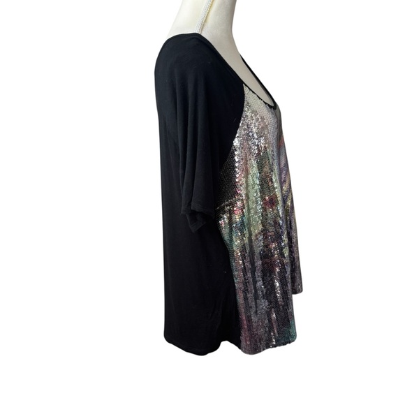 Moa Moa Woman sequin top, size 1X, vintage, party, holiday, dressy, colorful - Picture 3 of 7